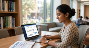 A college student looking at a 90 day calendar for a Data Science Training In Coimbatore program.