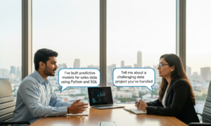 Beginner practicing for a data analyst interview at a training center in Coimbatore