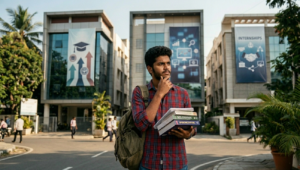 A college student in Coimbatore comparing different Data Analytics Course With Placement options on a laptop.