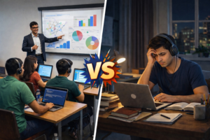 Students exploring data science training with python certification course and hands-on projects for career success