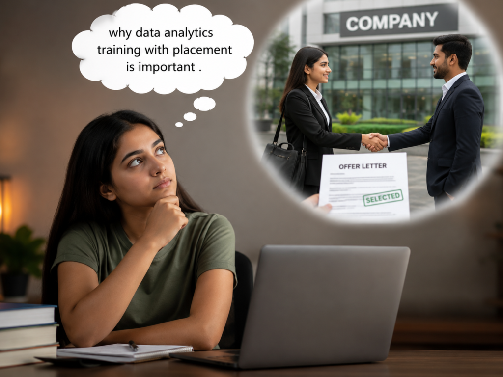Girl thinking about business analytics training with placement and imagining getting selected in a company – Venster School of Excellence