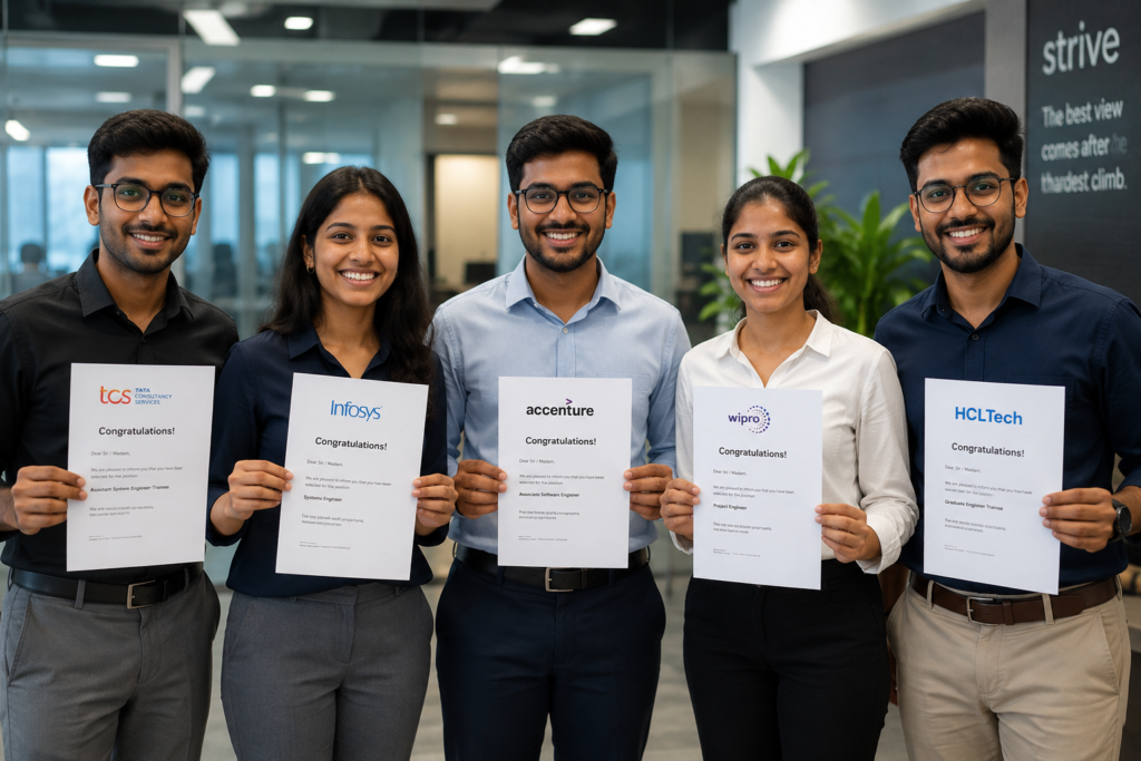 Freshers celebrating job offers from top companies after completing a Data Science Course with Placement at Venster School of Excellence.