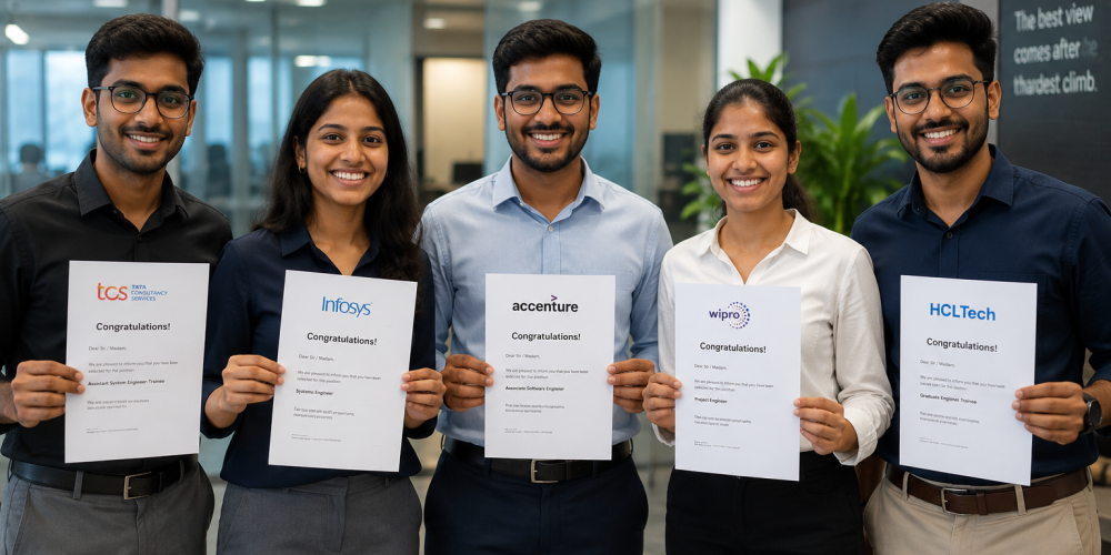 Freshers celebrating job offers from top companies after completing a Data Science Course with Placement at Venster School of Excellence.