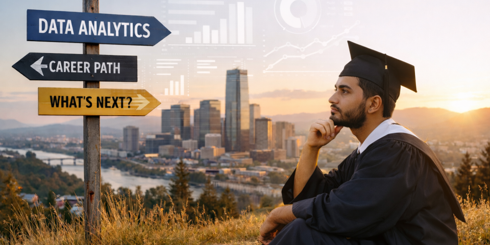 Graduate student thinking about enrolling in a data analytics course in Coimbatore after completing degree